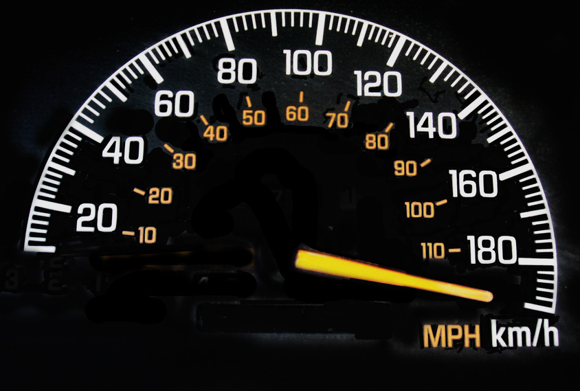 speedometer reading maximum speed. "Used with permission from Microsoft."